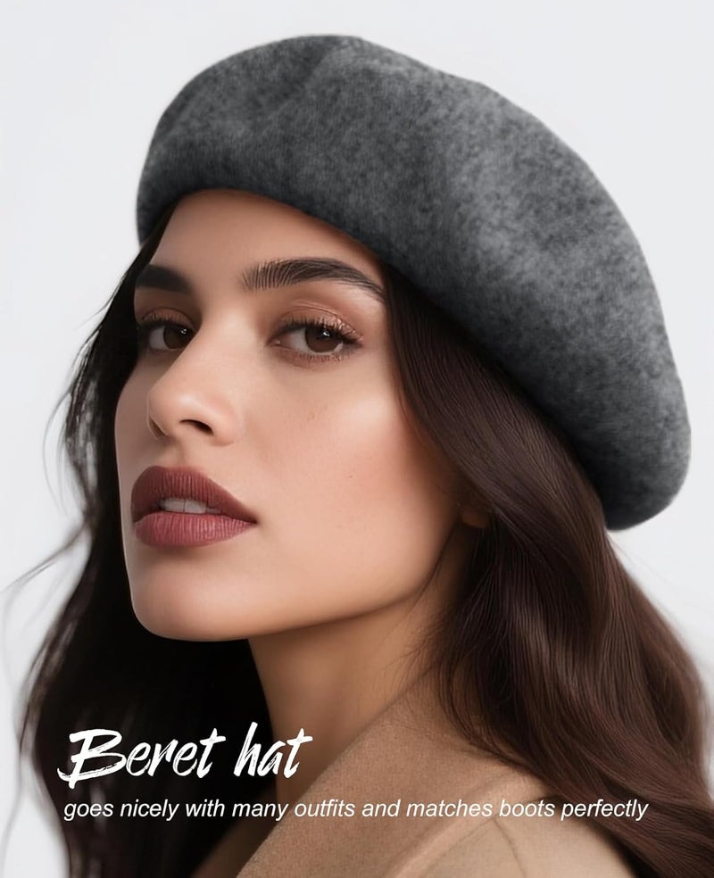 Sumolux Women Beret Hat Wool Vintage French Solid Color Classic Winter Cap - Image 5